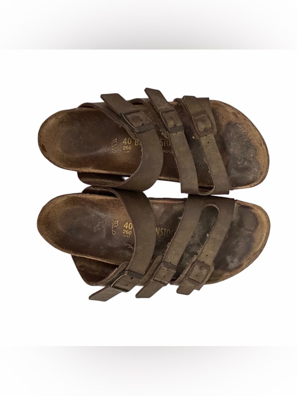 Birkenstock Florida Brown Leather Sandals Soft Footbed Size 40 Narrow